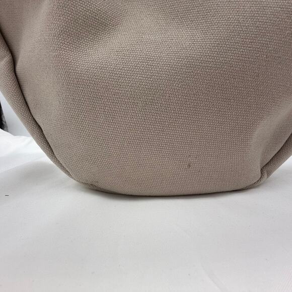 July Everyday Crescent Crossbody Bag in Taupe Beige 100% Cotton Minimalist Style - Picture 4 of 16